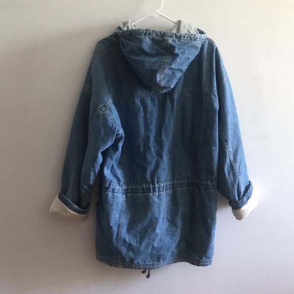 Vtg Levi’s Denim Hooded Mid Weight Jacket Fully Lined w/ Drawstring Waist Sz M - Picture 7 of 10